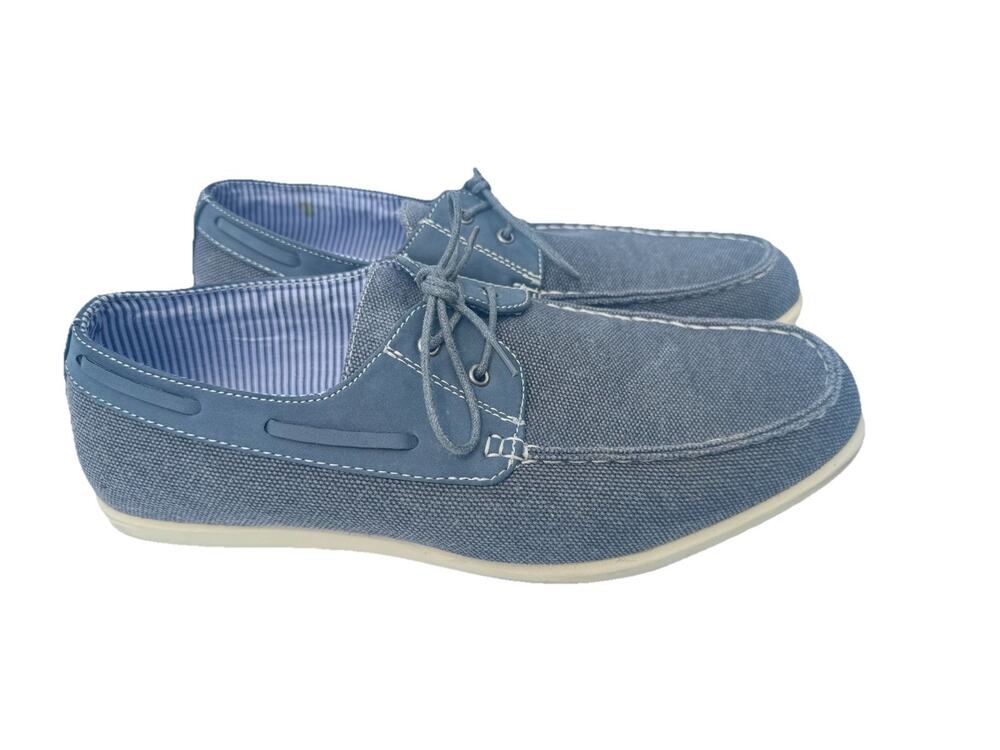 Mens Sz 11 Navy Loafers Slip On Shoes Bruno Marc Boat Casual Walking Dress